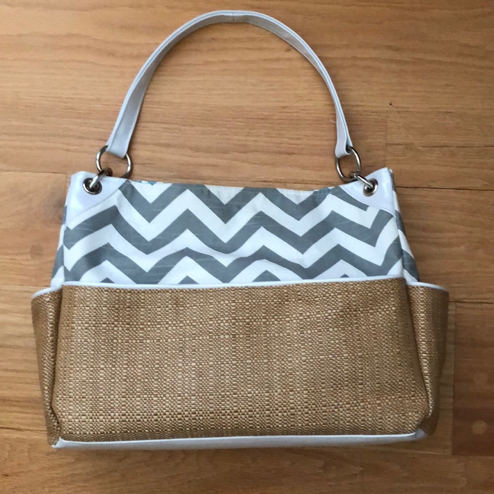 Grey and White Chevron diaper bag